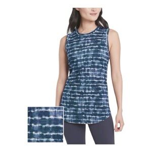 Athlete Dark Blue & White Stripes Tie Dye Sleeveless Breezy Tank Top Medium